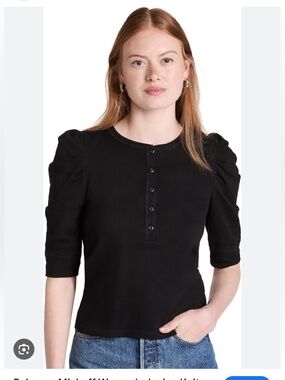 Rebecca Minkoff Black Janine Short Sleeve Henley